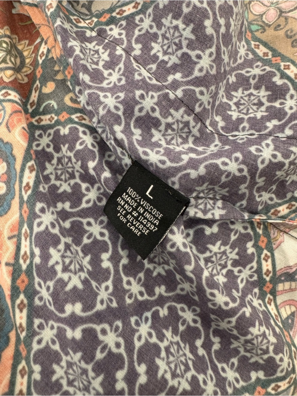 Sundance Black Blouse with Orange Floral Print and Green Leaves - Picture 9 of 9